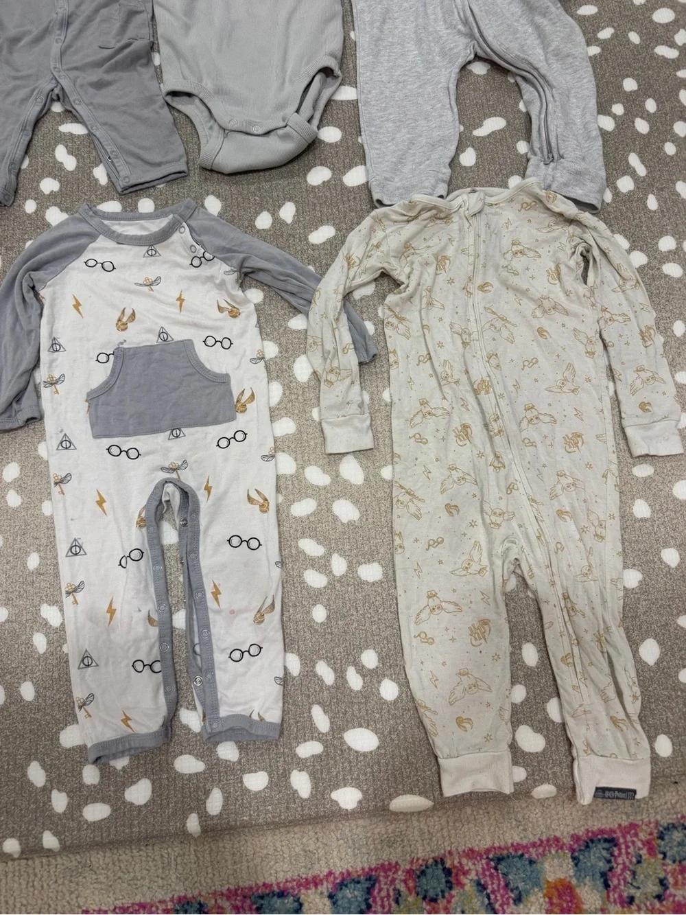 Lot of 5 Bamboo harry potter coverall romper onesie zippy playsuit neutral baby